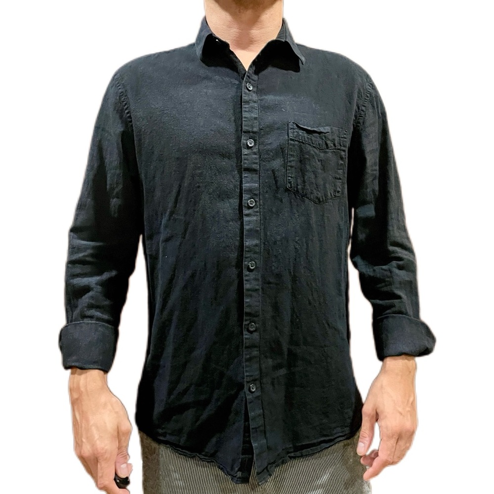 Marc Anthony Black Casual Button Down Shirt Relaxed Fit